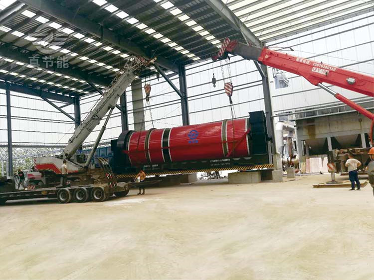 真節(jié)能大型薯渣烘干機的安裝吊裝現(xiàn)場